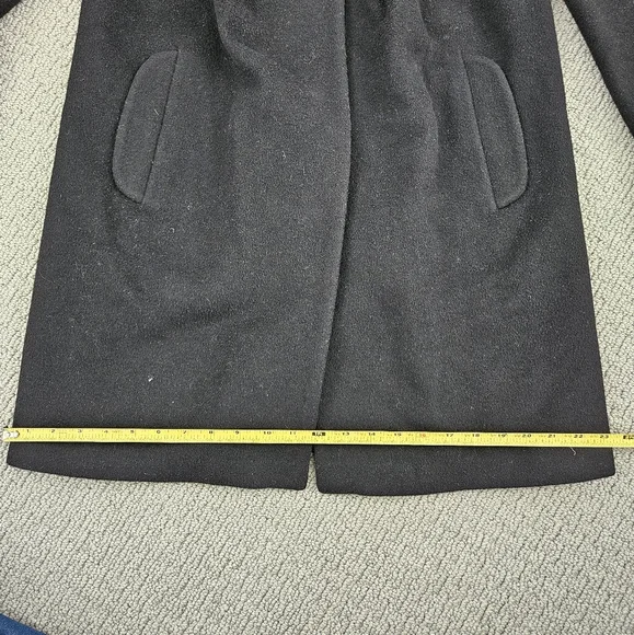 Women's Sz Small Wool Coat Jacket in Black w Oversized Collar and Puff Shoulders - Picture 7 of 11
